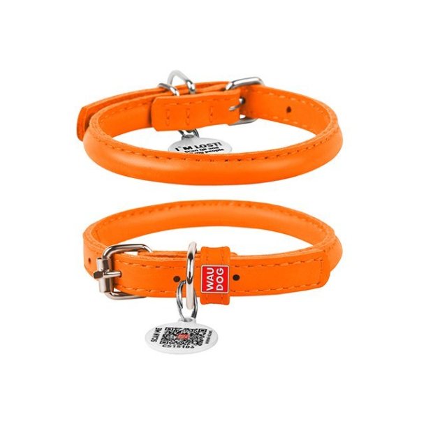 Waudog rundsyet lder halsbnd, orange