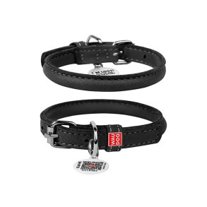 Waudog Soft rundsyet lder halsbnd, sort