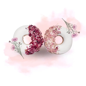 Candy Horse Donuts with Pink and Red Cornflower