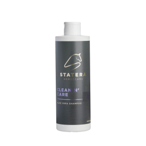 Statera Horsecare Clean n' Care &ndash; mild Aloe Vera-shampoo til heste styrker hudens fugt og renser pels, man og hale.